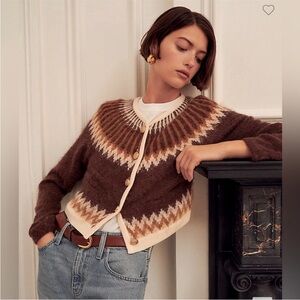 J. Crew Fair Isle cardigan sweater in brushed yarn (XS, NWOT)